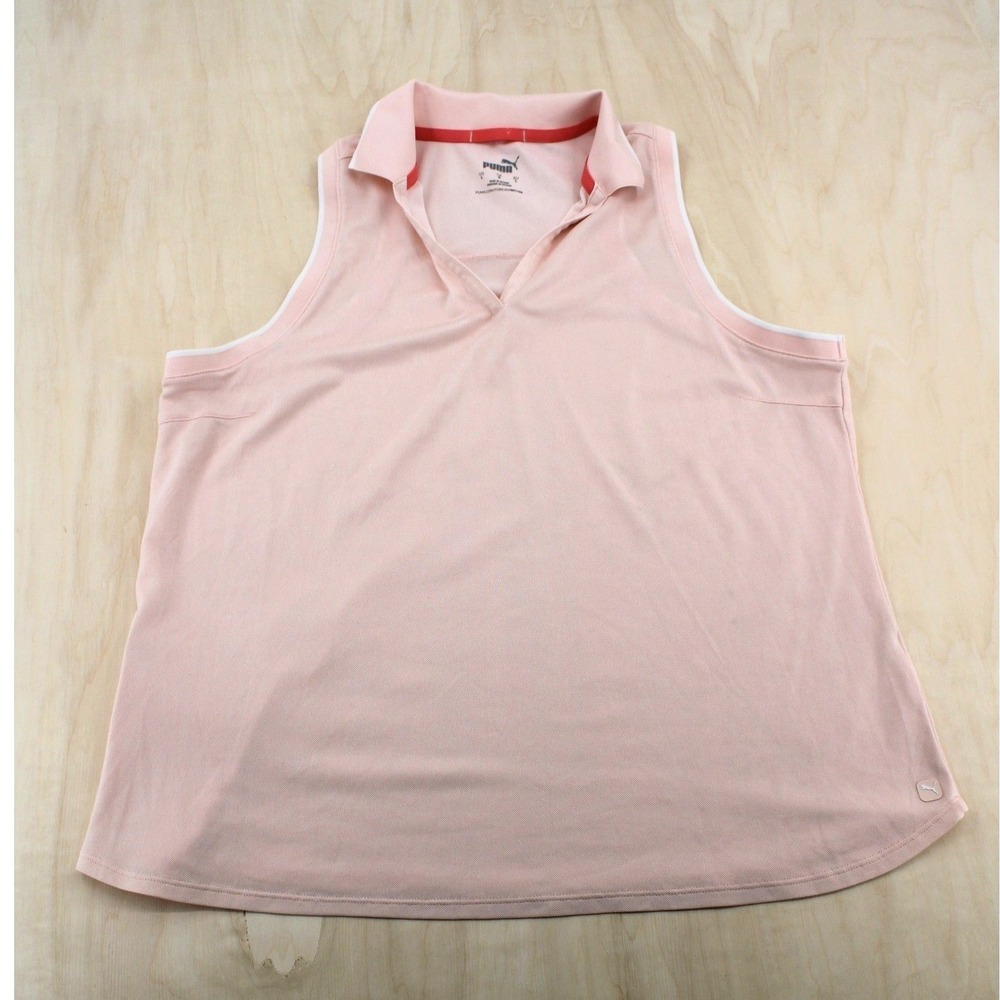 Womens Modern Athletic Sleeveless Golf Polo Pink Performance Sporty Puma L